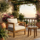 Porto Outdoor Club Chair and Acacia Side Table, Teak+Beige