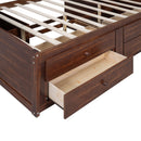 Full Size Captain Bed With Built In Storage Shelves, 4 Drawers And 2 Cabinets - Antique Brown by HouseOfZazla