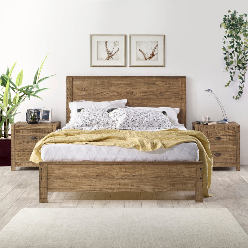 Albany Solid Wood Walnut Bed, Modern Rustic Wooden Twin Size Bed Frames Box Spring Needed