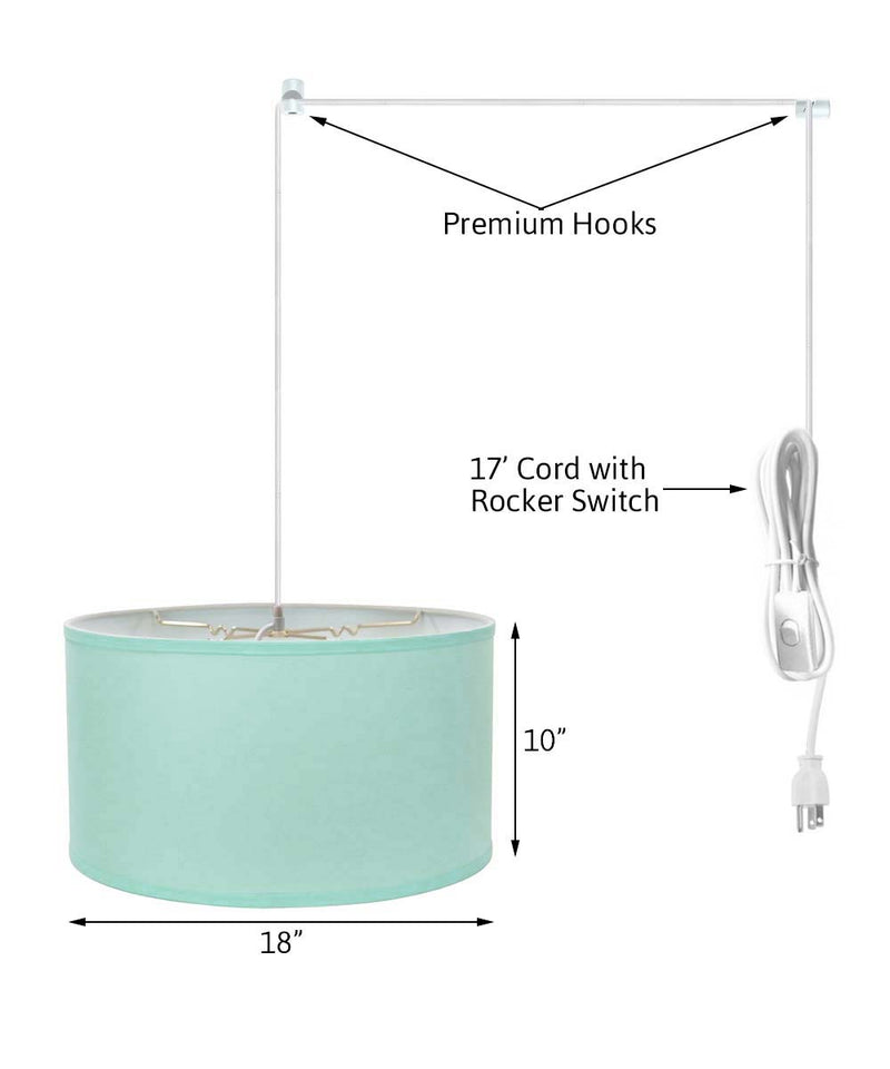 18"W 2 Light Swag Plug-In Pendant  Island Paridise Blue with Diffuser White Cord