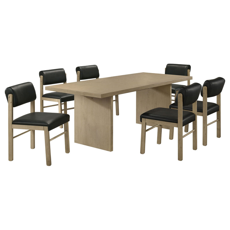 Decker 7-piece 82-inch Rectangular Dining Set Black and Natural Oak, photo 2 of 7