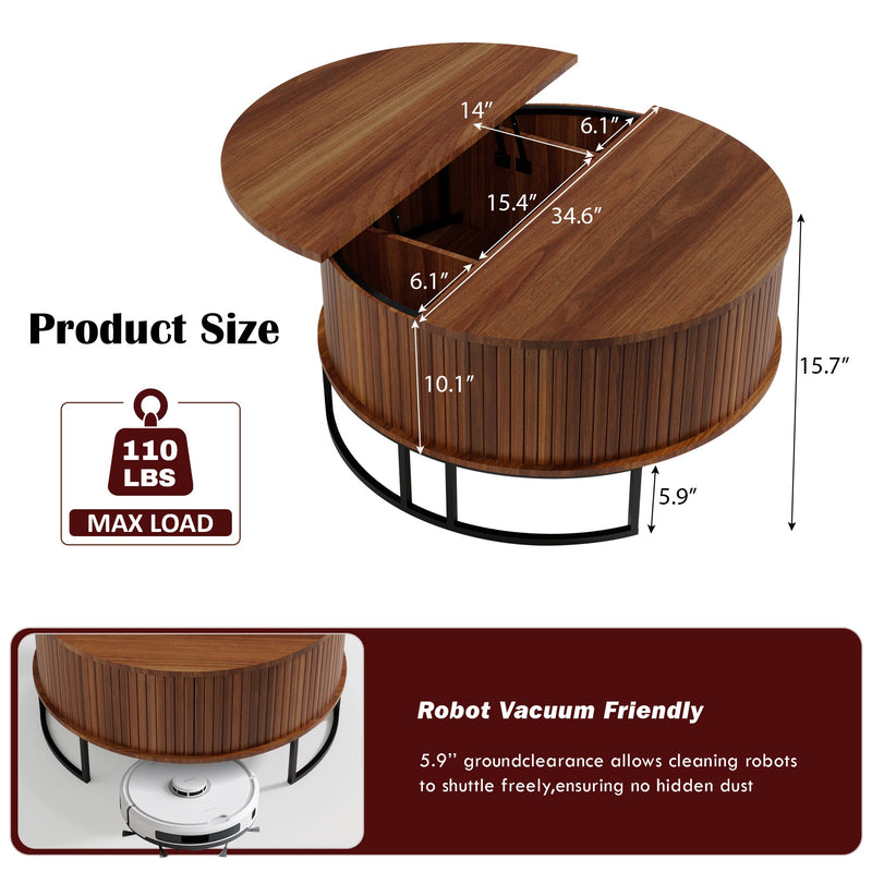 31.5" Round Coffee Table with Storage, photo 3 of 10