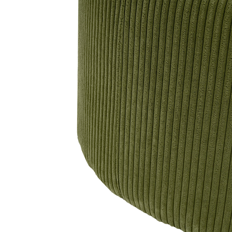 Upholstered Round Ottoman,Olive Green,Corduroy