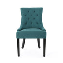Dining Chair Set of 2 With Upholstered Diamond Tufting And Espresso Birch Legs - Teal by HouseOfZazla