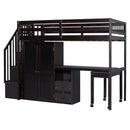 Loft Bed With Stairs, Bookshelf, Drawers, Desk & Wardrobe, Space Saving Multifunctional Furniture by HouseOfZazla