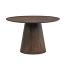 47.24'' Round Modern Style MDF Wood Dining Table for Kitchen, Living Room, Cafe, Stylish Leisure Desk with Sturdy Cylindrical Base, for Small Spaces, Apartment,Brown
