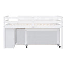 Loft Bed With Retractable Writing Desk And 4 Drawers, With Lateral Portable Desk And Shelves by HouseOfZazla