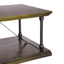 47.2" X 23.6"D X 16.9" H Country Style Coffee Table with Bottom Shelf - BROWN & BLACK