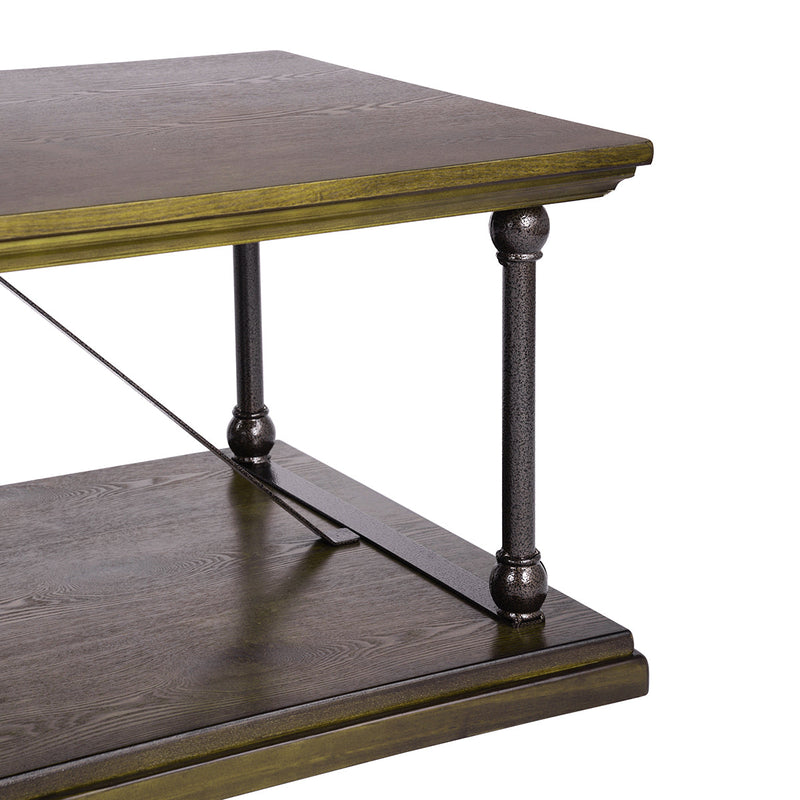 47.2" X 23.6"D X 16.9" H Country Style Coffee Table with Bottom Shelf - BROWN & BLACK