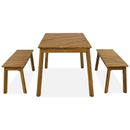 3 Pieces Acacia Wood Table Bench Dining Set For Outdoor & Indoor Furniture With 2 Benches, Picnic Beer Table For Patio, Porch, Garden, Poolside - Natural by Unique Piece Furniture