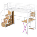 Loft Bed With Built In Work Station, Wardrobe, Storage Staircase And LED by HouseOfZazla