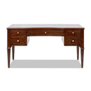 Dauphin Gold Accent 5-Drawer Wood Executive Desk Dark Walnut Ash Wood & Veneer by HouseOfZazla