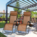 2Packs Zero Gravity Lounge Chair w/ Dual Side Tray 330lbs Load Foldable Recliner Chair w/ Stress Relief Pillow Patio Poolside Beach Lying Chair