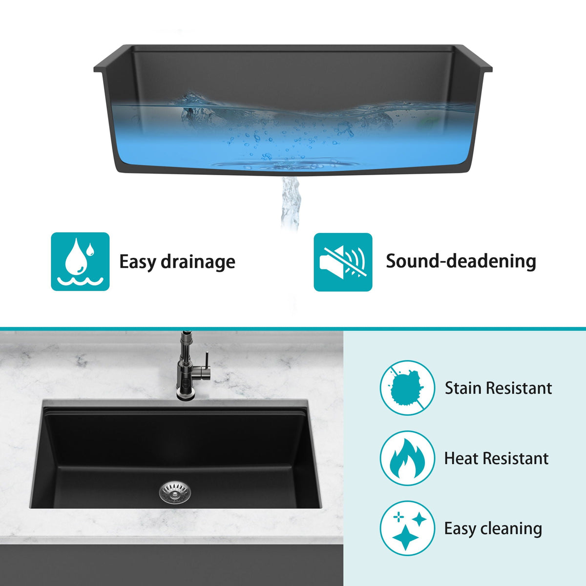 Quartz Kitchen Sink, Granite Composite Workstation Undermount, photo 7 of 27
