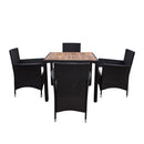 Outdoor Patio Wicker Dining Set With Acacia Wood Top by HouseOfZazla