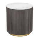 Jason Round White Marble Top Side End Table Charcoal
