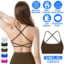 Cross Back Padded Sports Bra with Removable Pads by LJGDeals