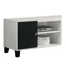 2 Tone TV Stand With Open Shelving And Concealed Storage Living Room Furniture - Black / White by HouseOfZazla