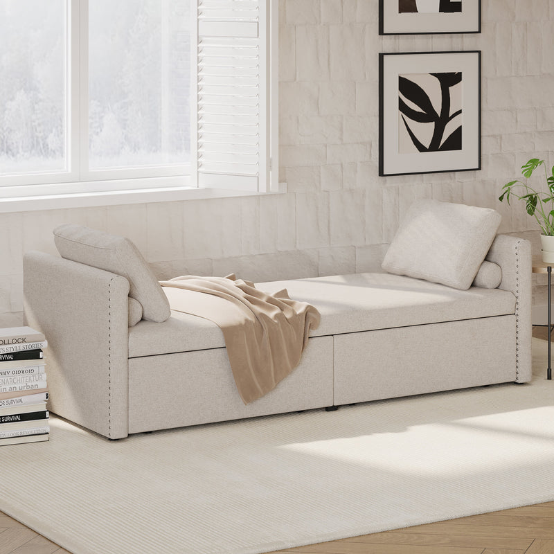 Walker Edison | Modern Chaise Lounger Storage Bench