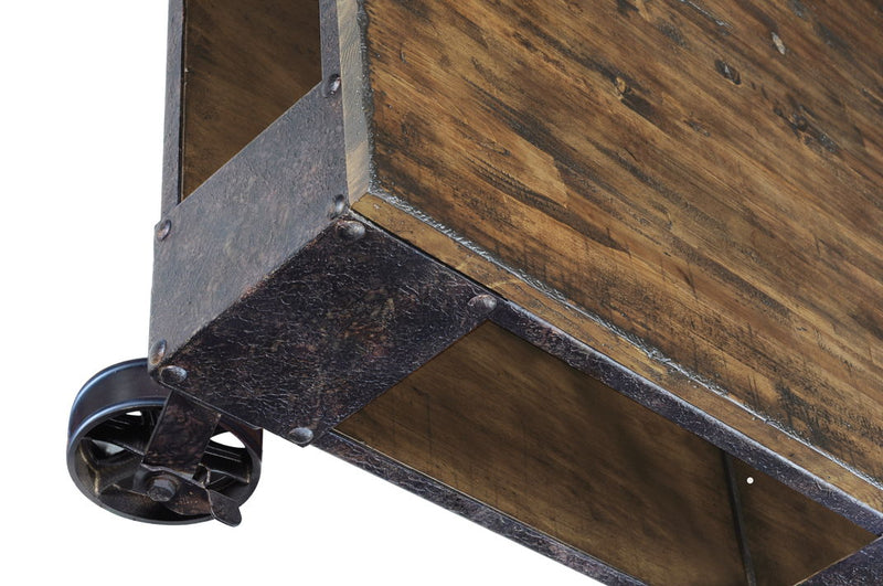 Pinebrook - Rectangular Cocktail Table (2 Braking Casters) - Distressed Natural Pine, photo 3 of 5