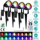 4Pcs Landscape Lights Color Changing Landscape Spotlight IP65 Waterproof RGBW LED Colorful Stake Light with Remote Control 16 Color 4 Dynamic Light Mo