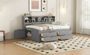 Daybed With 2 Bedside Cabinets, Upper Shelves And 4 Drawers