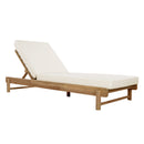 Light Teak Acacia Wood Chaise Lounge Set: 1 Frame + 1 Cushion