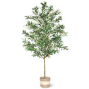 7FT Artificial Olive Tree Indoor Tall Faux with Planter & Basket