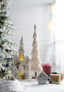 Fringes Embellished Cone With Wooden Base