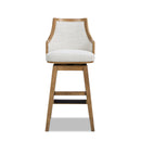 Bahama 30' Cane Rattan High-Back Swivel Bar Stool with Recessed Arms, Two-Tone Neutral Gray Polyester Wool Blend