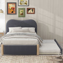 Upholstered Platform Bed With Wood Supporting Feet And Trundle by Unique Piece Furniture