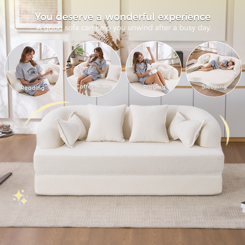 2-in-1 Foldable Sofa Bed with 4 Pillows, photo 8 of 10