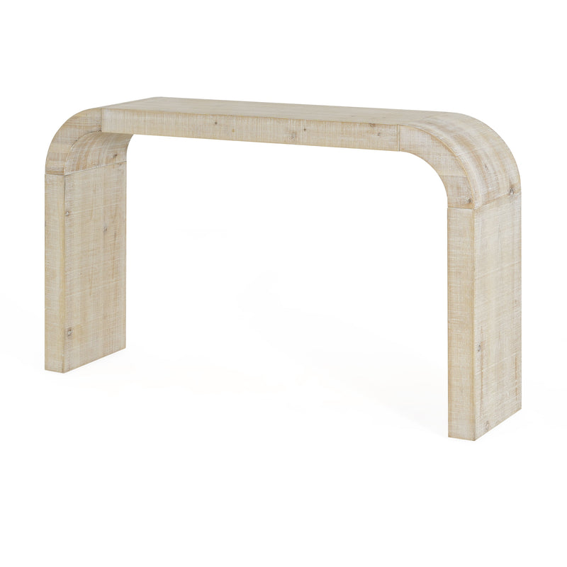 Mirod 52' Wood Console Table with Curved Edge, Natural Texture, Perfect for Entryways and Living Rooms