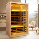 Luxury Indoor Hemlock Infrared Sauna Room with Double Doors and Glass for Two Persons