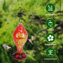 Glass Hummingbird Feeder 33OZ Hand Blown Hummingbird Feeder with 5 Flower Feeding Port Perch Ant Moat Hanging Hook S Hook Hemp Rope Cleaning Brush for