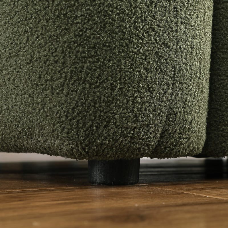 64.96 length, 35.83" deepth, human body structure for USA people, marshmallow sofa,boucle sofa, 2 seater, olive green BOUCLE