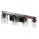 27" 4-Light Modern Farmhouse Bathroom Wall Sconce with Wood Accent
