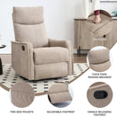 Heat Massage Manual Recliner Chair with Rocker and Swivel in Fabric for Living Room, Khaki