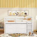 Loft Bed With Retractable Writing Desk And 4 Drawers, With Lateral Portable Desk And Shelves by HouseOfZazla