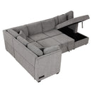 U-Shaped Sectional Sofa Pull Out Sofa Bed With Two USB Ports, Two Power Sockets, Three Back Pillows And A Storage Chaise For Living Room by HouseOfZazla