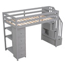 Loft Bed With Storage Drawers And Stairs With Shelves