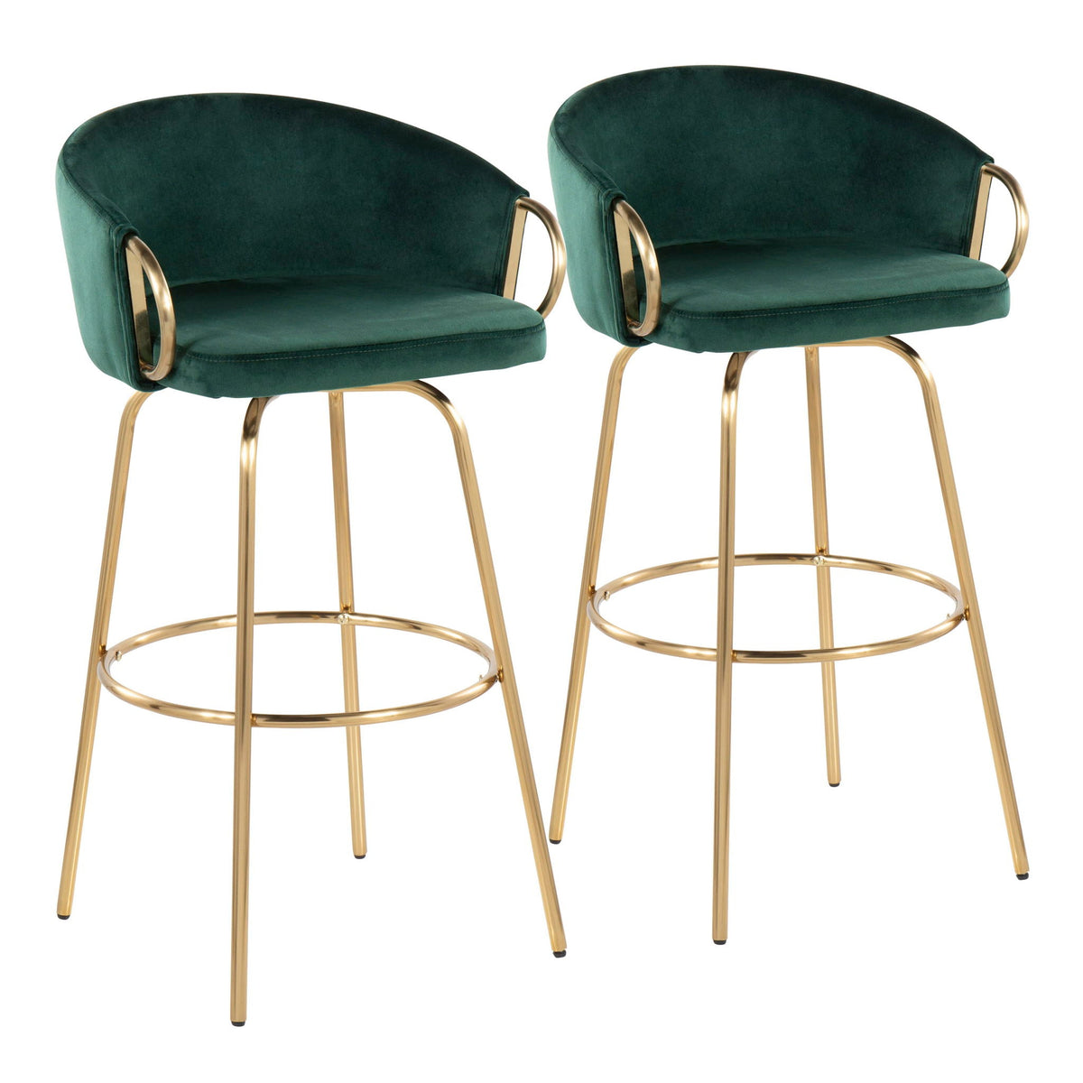 Claire - Contemporary / Glam Fixed Height Bar Stool (Set of 2) Round Footrest (Set of 2), photo 2 of 16