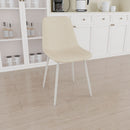 Modern Kitchen Dining Chairs (Set of 4) With Linen Padding And Sturdy Metal Legs - Beige