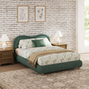 Upholstered Platform Bed Frame With Curved Headboard by HouseOfZazla