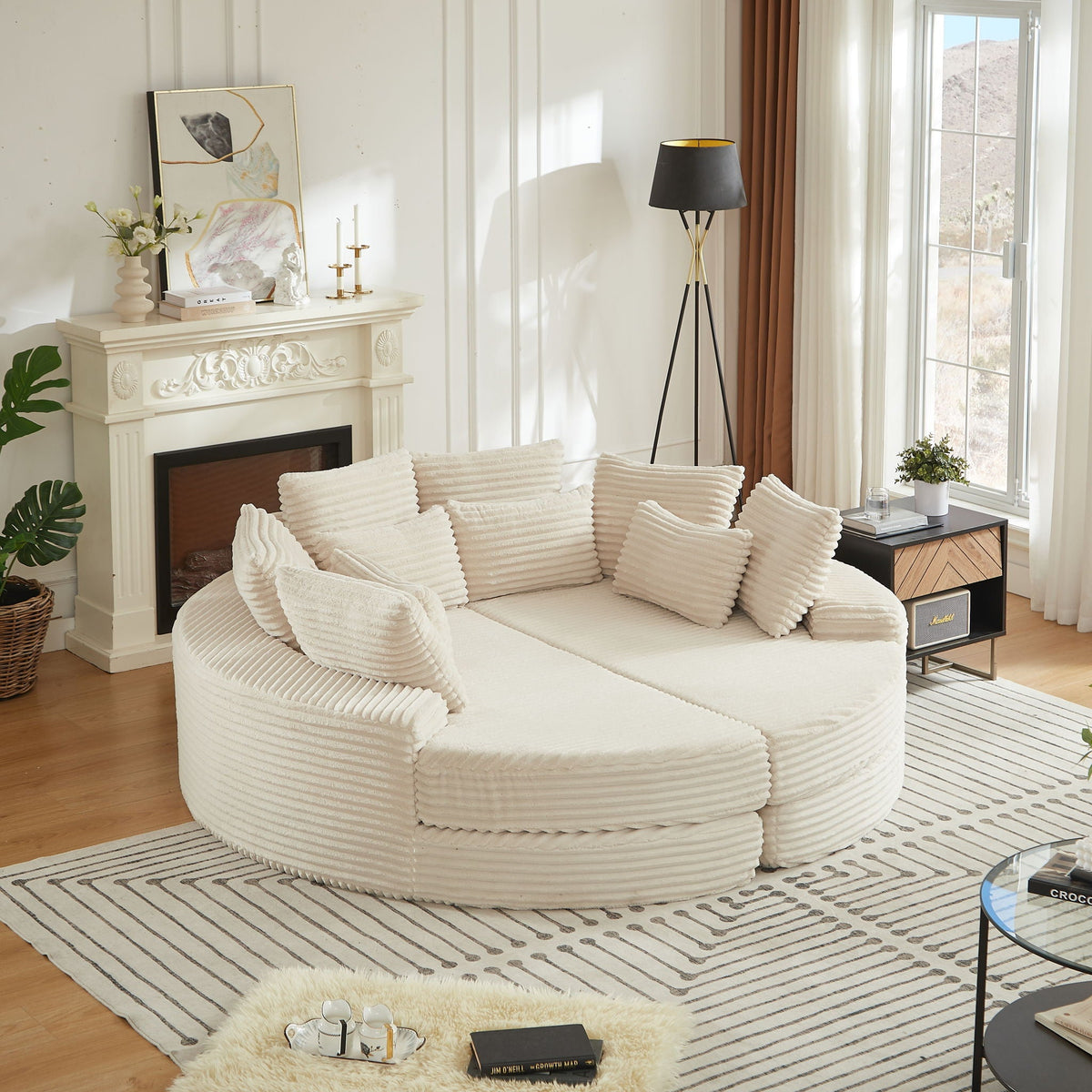 Round Oversized Sofa Bed With 5 Throw Pillows, photo 7 of 31