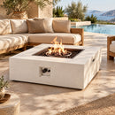 50,000 BTU Square MGO Fire Table Tank Outside