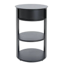 Indoor 3-Tier Metal Round Side Table with Sliding Door Cabinet by HouseOfZazla