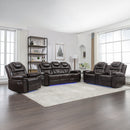 3 Pieces Recliner Sofa Sets Home Theater Seating Manual Recliner Chair With Center Console And LED Light Strip For Living Room by HouseOfZazla