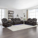 3 Pieces Recliner Sofa Sets Home Theater Seating Manual Recliner Chair With Center Console And LED Light Strip For Living Room by Unique Piece Furniture