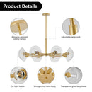 36" Modern Gold 8-Light Sputnik Chandelier with Clear Glass Shades